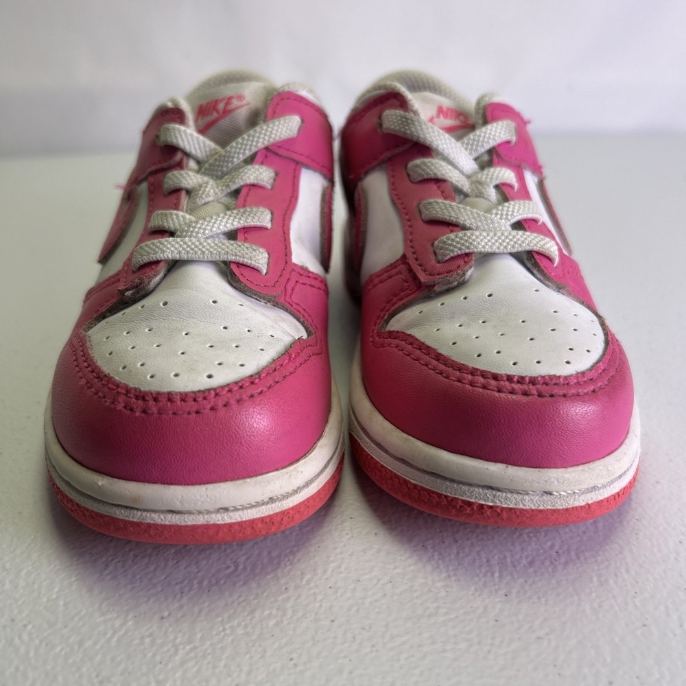 Nike Dunk Low TD Laser Fuchsia White Pink FB9107-102 Toddler Size 9C Sneaker - Picture 2 of 8